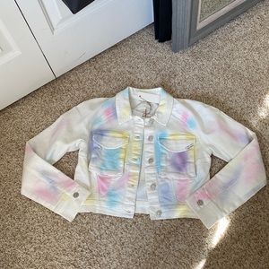 Ella Moss cropped tie dye denim jacket